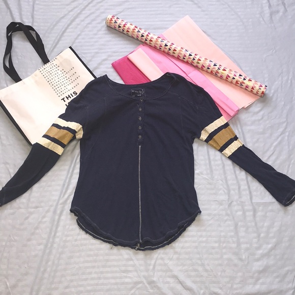 Free People Tops - Free People Jersey Sleeve Oversized Henley, Size M